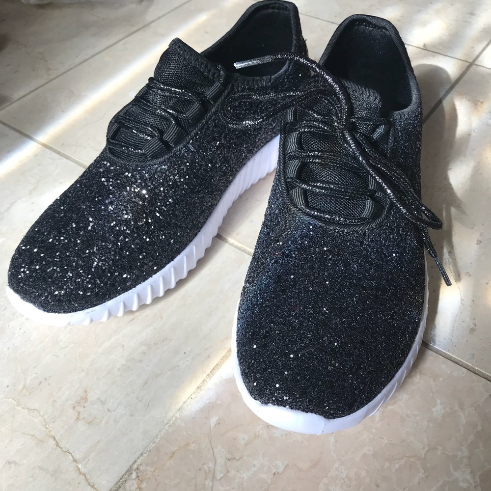 Brand new black glitter sneakers shoes
